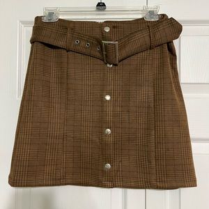 Brown Plaid Business Skirt